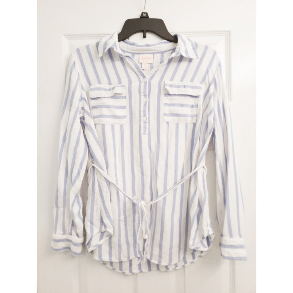 Isabel Maternity Blue Striped Shirt Size M